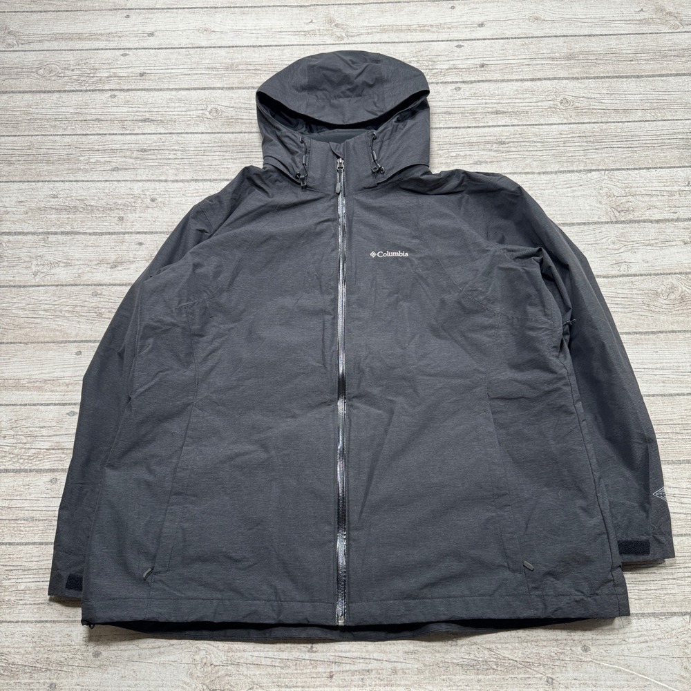 Columbia Rain Jacket Women's 2X Charcoal Gray Interchange Hooded Outdoor Coat
